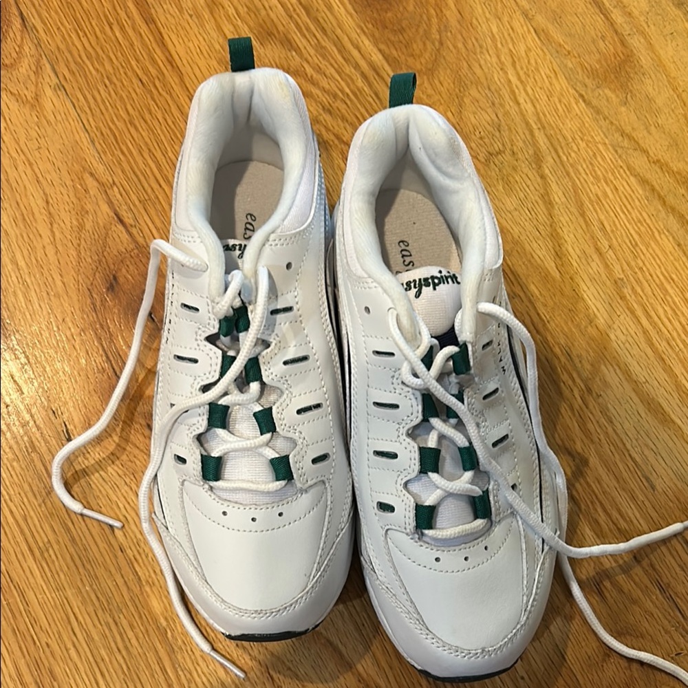 Women's Easy Spirit White and Green Sneakers